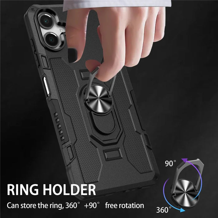 For Samsung Galaxy A06 4G Phone Case Ring Kickstand PC + TPU Shockproof Cover - Black - 7