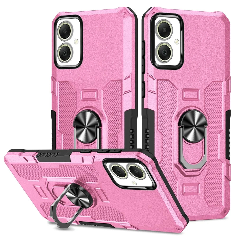 For Samsung Galaxy A05 4G Phone Case Ring Kickstand PC + TPU Shockproof Cover - Pink - 1