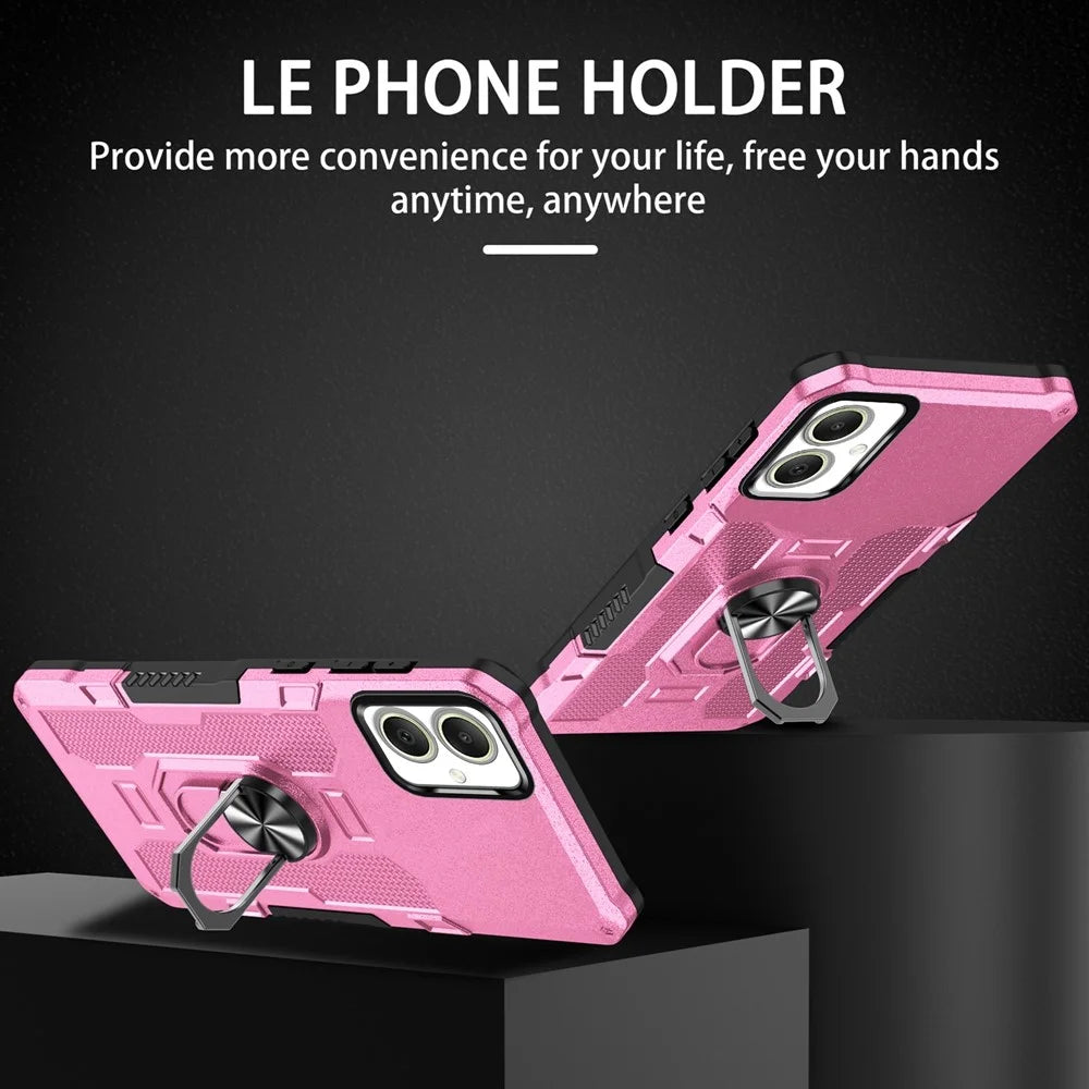 For Samsung Galaxy A05 4G Phone Case Ring Kickstand PC + TPU Shockproof Cover - Pink - 2