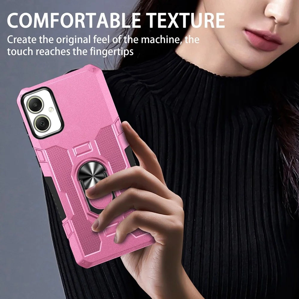 For Samsung Galaxy A05 4G Phone Case Ring Kickstand PC + TPU Shockproof Cover - Pink - 3