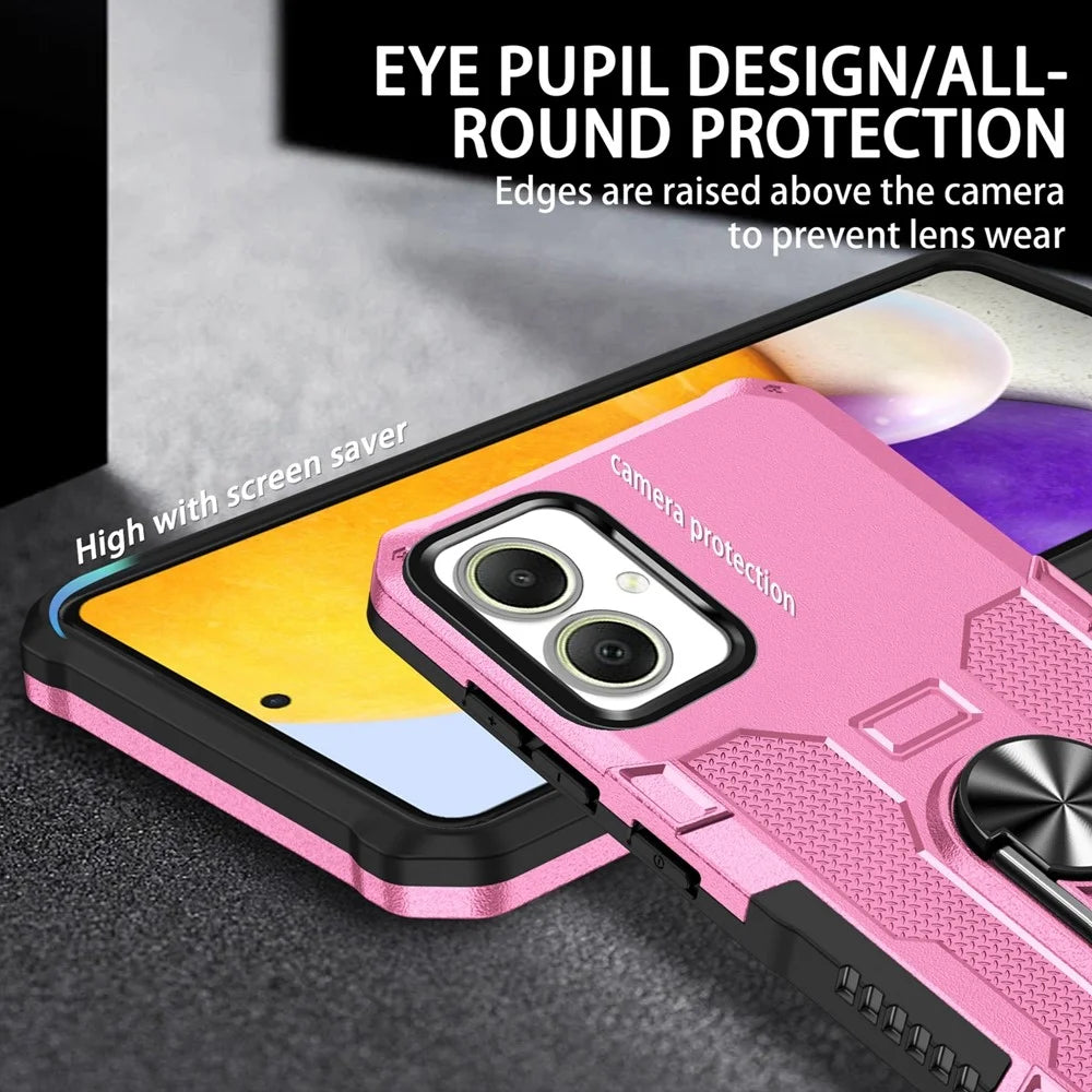 For Samsung Galaxy A05 4G Phone Case Ring Kickstand PC + TPU Shockproof Cover - Pink - 4