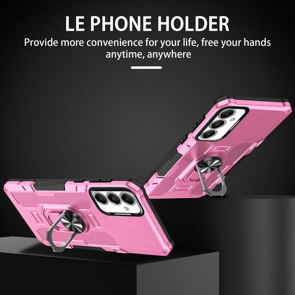 For Samsung Galaxy A05s 4G Phone Case Ring Kickstand PC + TPU Shockproof Cover - Pink - 2