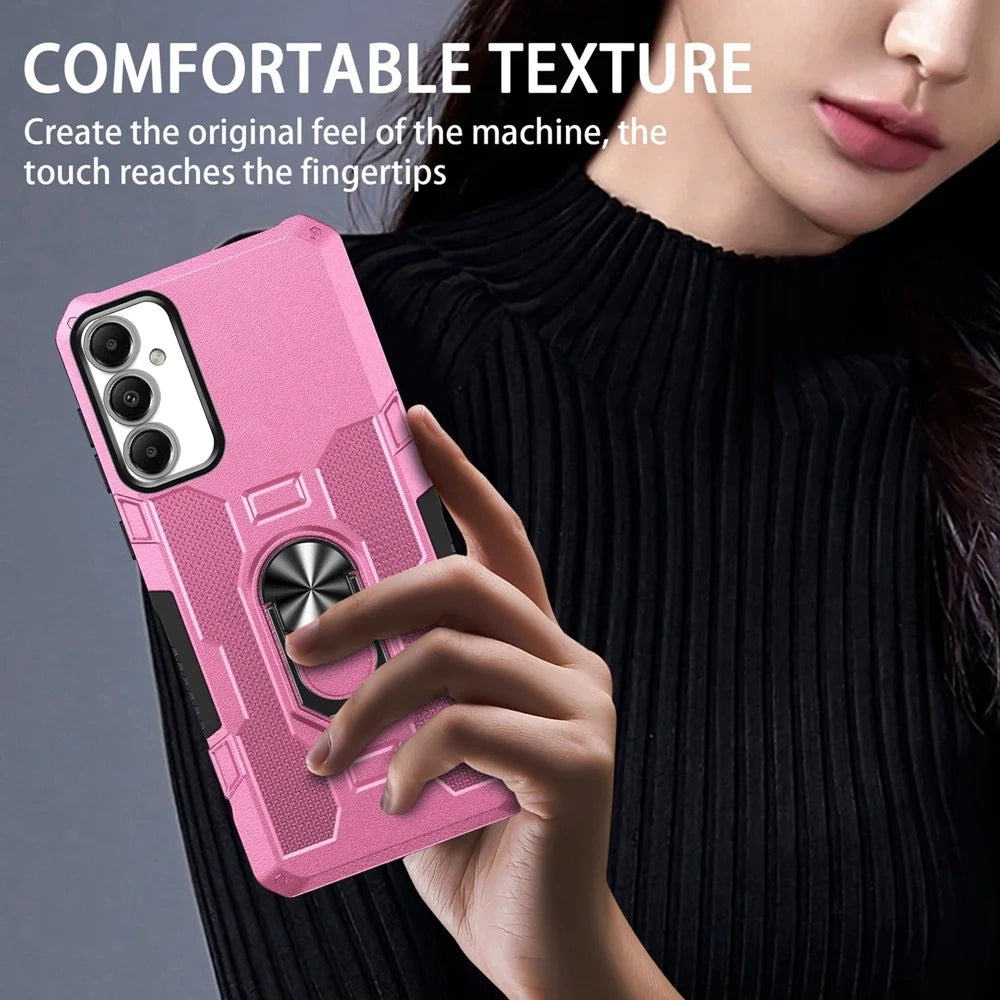 For Samsung Galaxy A05s 4G Phone Case Ring Kickstand PC + TPU Shockproof Cover - Pink - 3