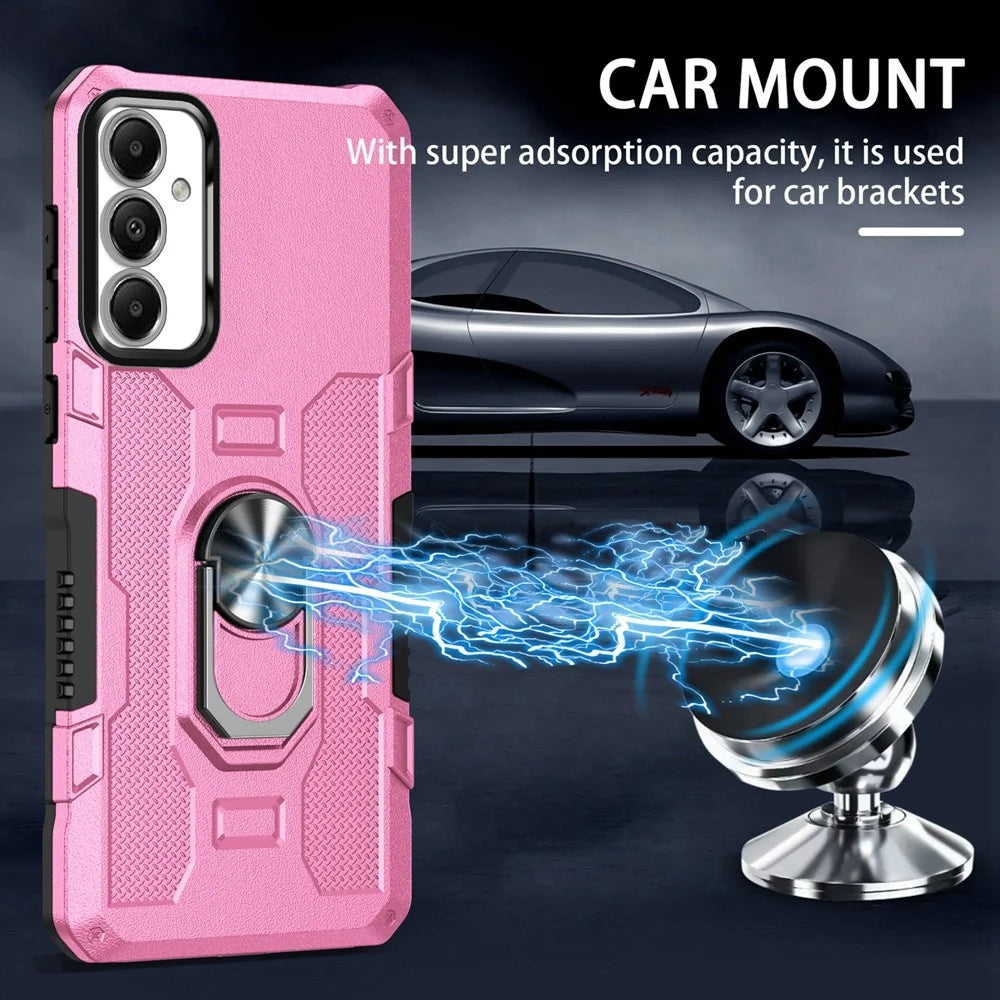 For Samsung Galaxy A05s 4G Phone Case Ring Kickstand PC + TPU Shockproof Cover - Pink - 5