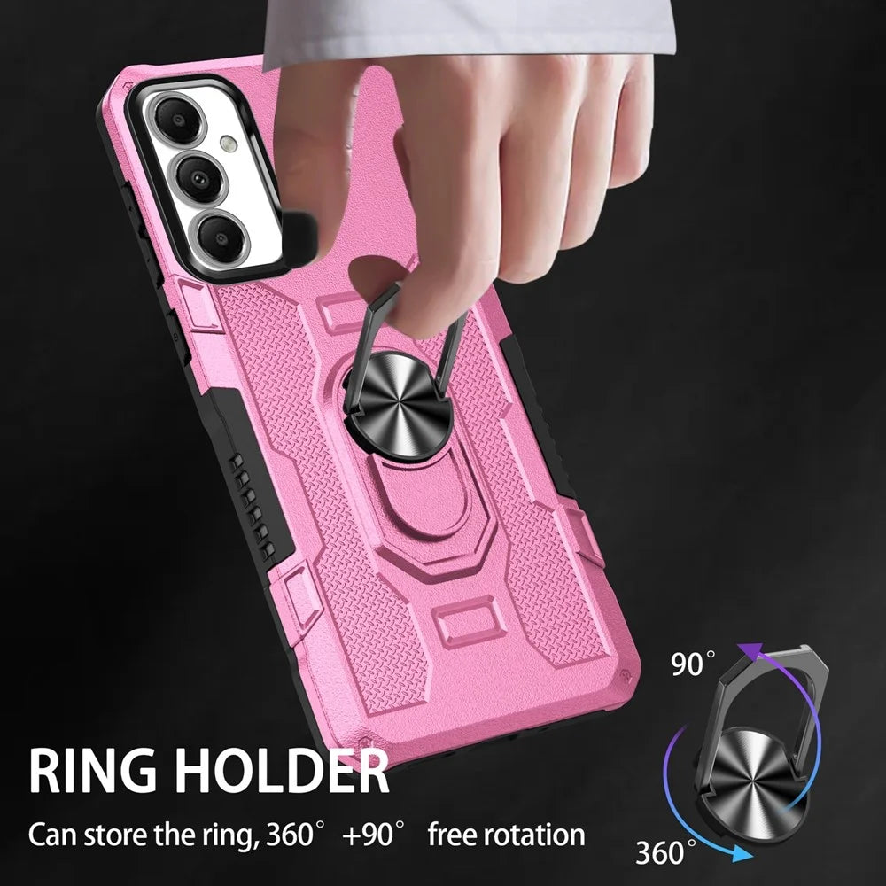 For Samsung Galaxy A05s 4G Phone Case Ring Kickstand PC + TPU Shockproof Cover - Pink - 7