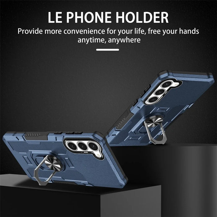 For Samsung Galaxy S23 Phone Case Ring Kickstand PC + TPU Shockproof Cover - Blue - 2