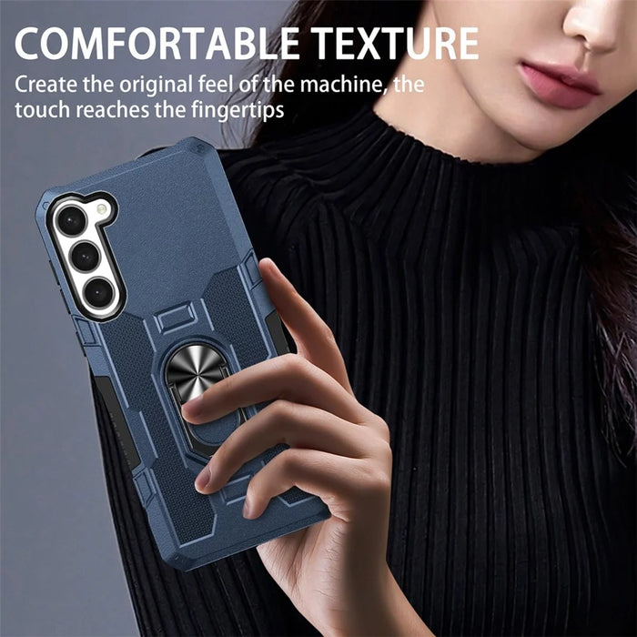 For Samsung Galaxy S23 Phone Case Ring Kickstand PC + TPU Shockproof Cover - Blue - 3