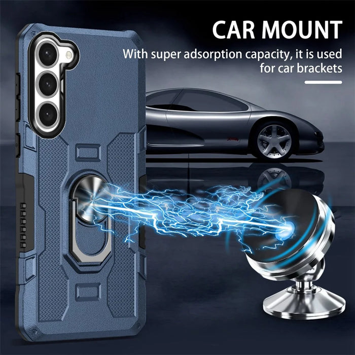 For Samsung Galaxy S23 Phone Case Ring Kickstand PC + TPU Shockproof Cover - Blue - 5