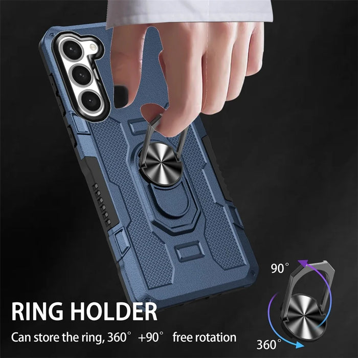 For Samsung Galaxy S23 Phone Case Ring Kickstand PC + TPU Shockproof Cover - Blue - 7