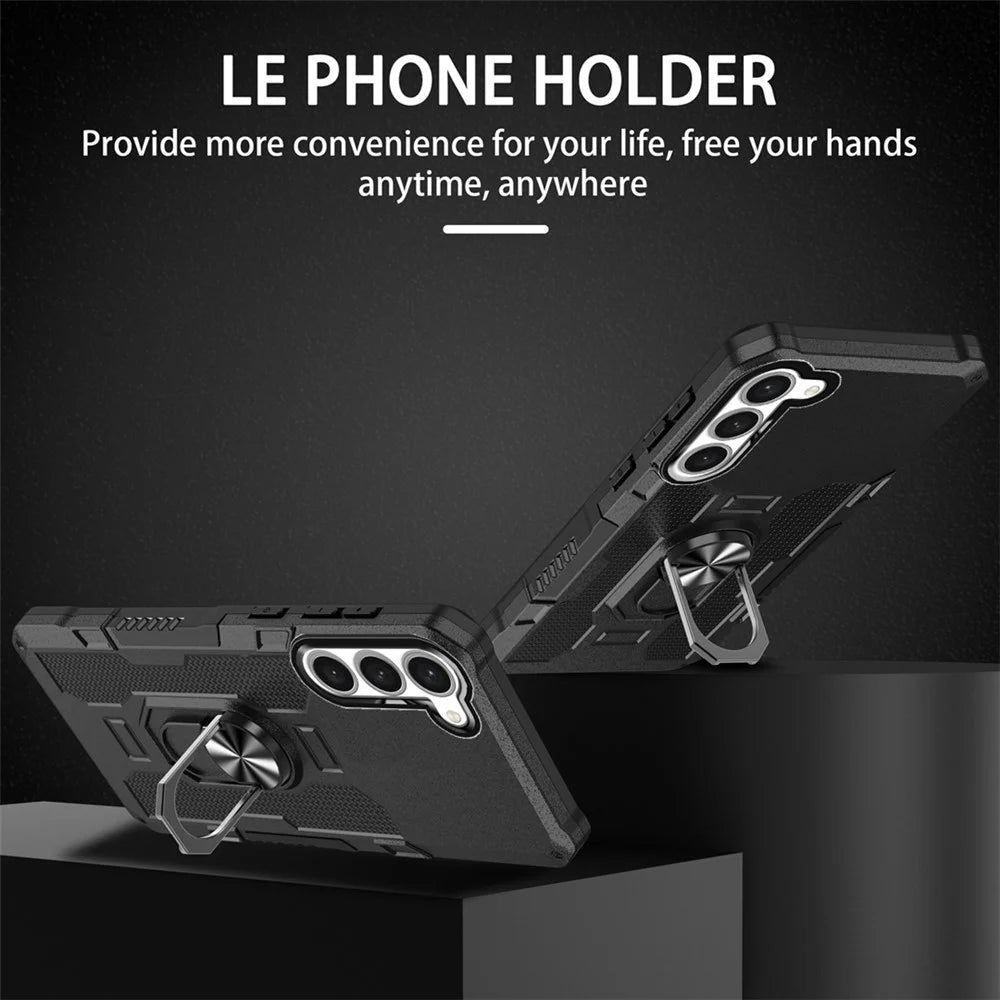 For Samsung Galaxy S23+ Phone Case Ring Kickstand PC + TPU Shockproof Cover - 2