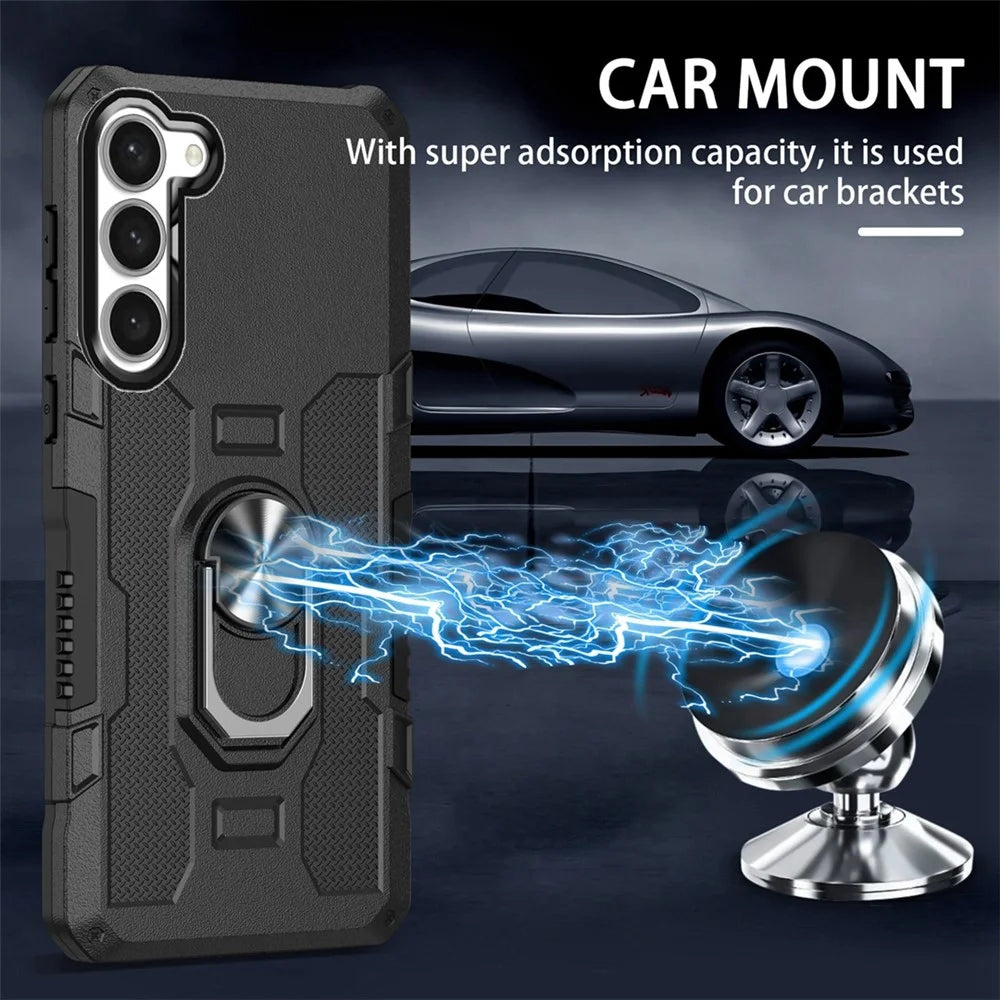 For Samsung Galaxy S23+ Phone Case Ring Kickstand PC + TPU Shockproof Cover - 5