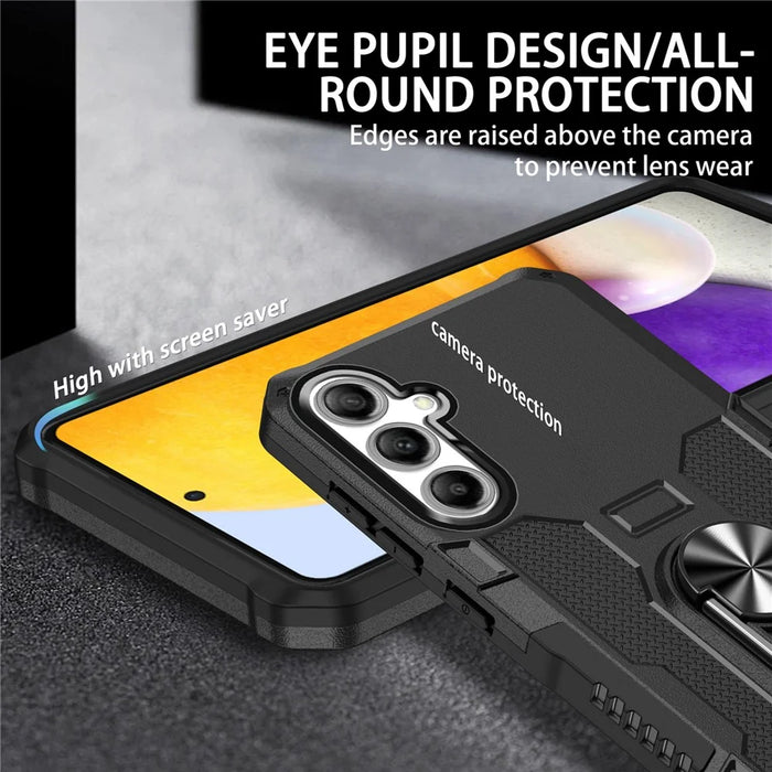 For Samsung Galaxy S25 / S24 Phone Case Ring Kickstand PC + TPU Shockproof Cover - Black - 4