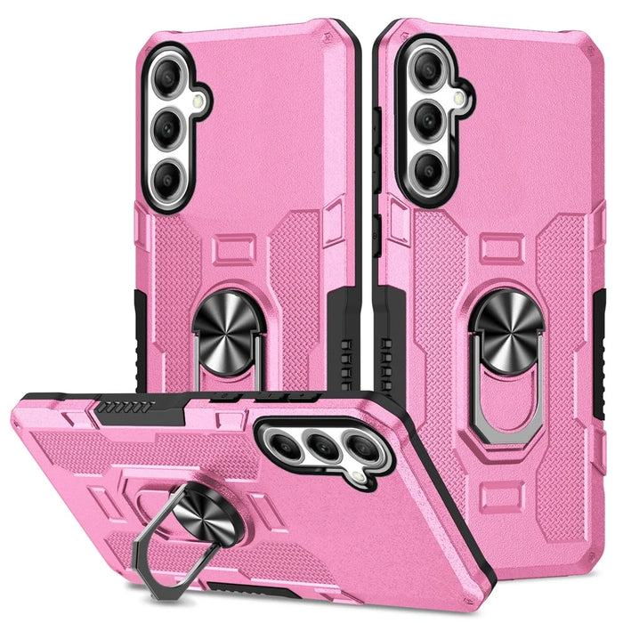 For Samsung Galaxy S25+ / S24+ Phone Case Ring Kickstand PC + TPU Shockproof Cover - Pink - 1