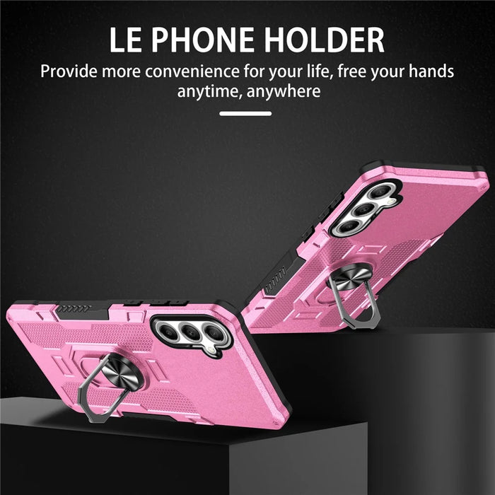 For Samsung Galaxy S25+ / S24+ Phone Case Ring Kickstand PC + TPU Shockproof Cover - Pink - 2