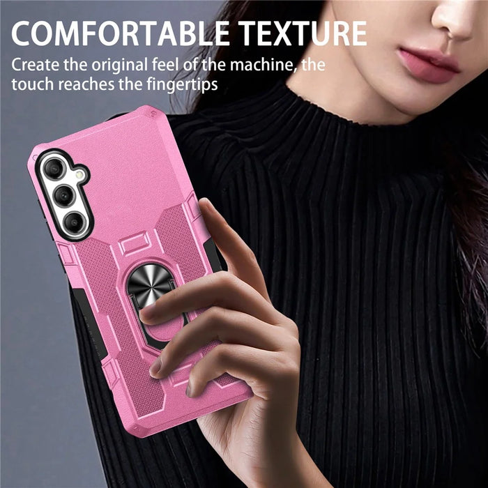 For Samsung Galaxy S25+ / S24+ Phone Case Ring Kickstand PC + TPU Shockproof Cover - Pink - 3