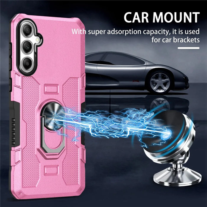 For Samsung Galaxy S25+ / S24+ Phone Case Ring Kickstand PC + TPU Shockproof Cover - Pink - 5
