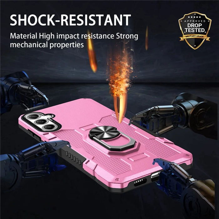 For Samsung Galaxy S25+ / S24+ Phone Case Ring Kickstand PC + TPU Shockproof Cover - Pink - 7