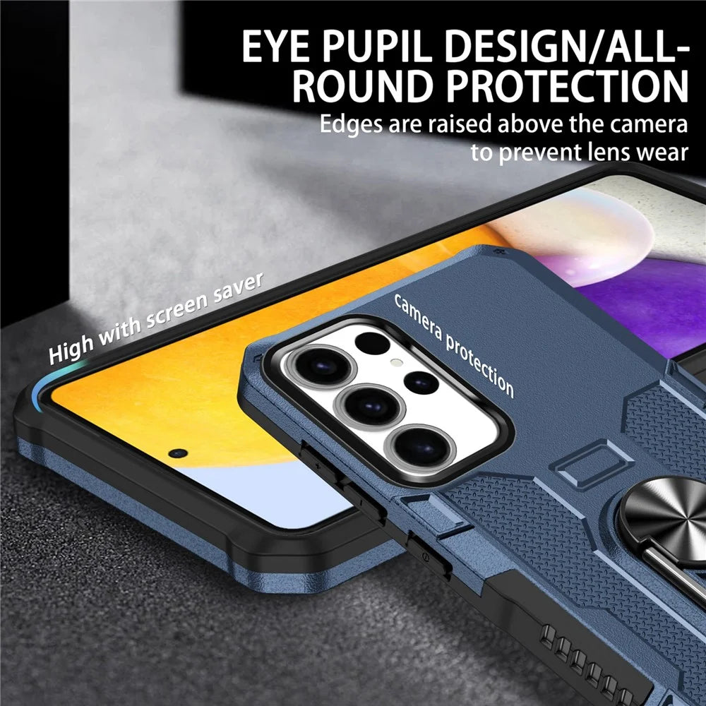 For Samsung Galaxy S24 Ultra Phone Case Ring Kickstand PC + TPU Shockproof Cover - Blue - 4