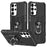 For Samsung Galaxy S25 Ultra Phone Case Ring Kickstand PC + TPU Shockproof Cover - Black - 1