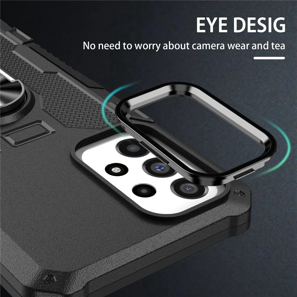 For Samsung Galaxy S24 FE Phone Case Ring Kickstand PC + TPU Shockproof Cover - Black - 6