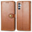 For Samsung Galaxy A56 5G Case Leather Phone Case Wallet Stand Cover with Wrist Strap - Brown - 1