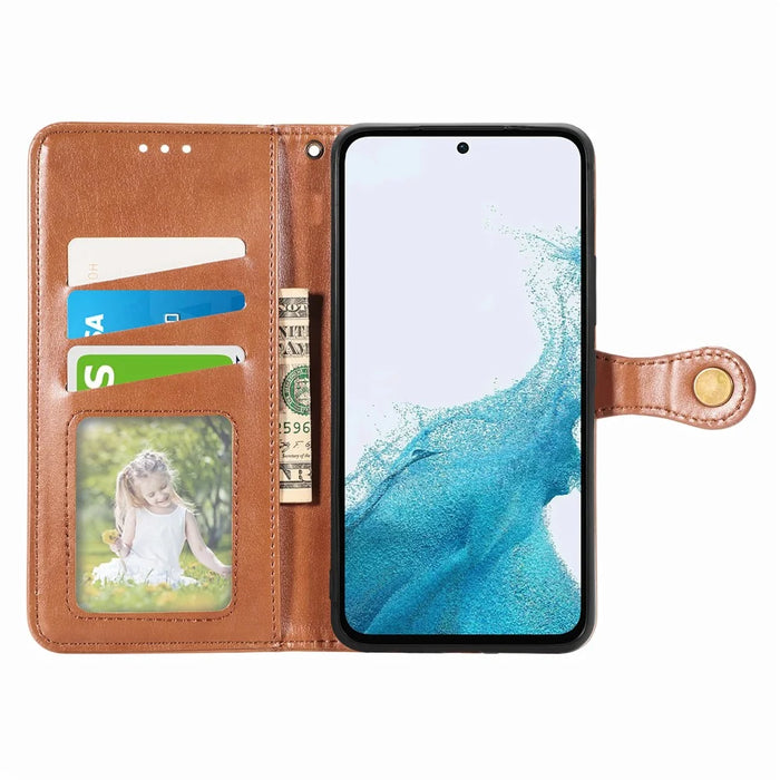 For Samsung Galaxy A56 5G Case Leather Phone Case Wallet Stand Cover with Wrist Strap - Brown - 2