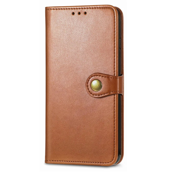 For Samsung Galaxy A56 5G Case Leather Phone Case Wallet Stand Cover with Wrist Strap - Brown - 6