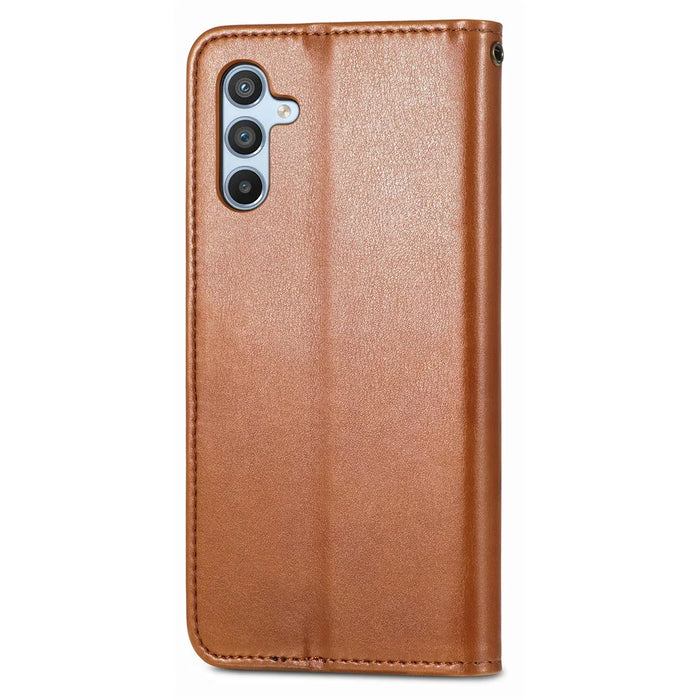 For Samsung Galaxy A56 5G Case Leather Phone Case Wallet Stand Cover with Wrist Strap - Brown - 7