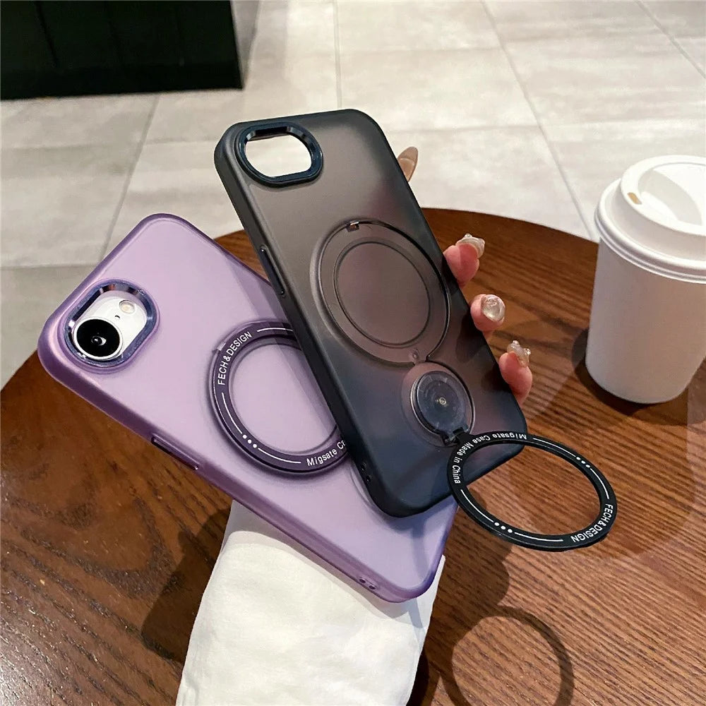 For iPhone 17e / 16e Case Compatible with MagSafe Kickstand TPU + PC Phone Back Cover - Transparent Blue - 3