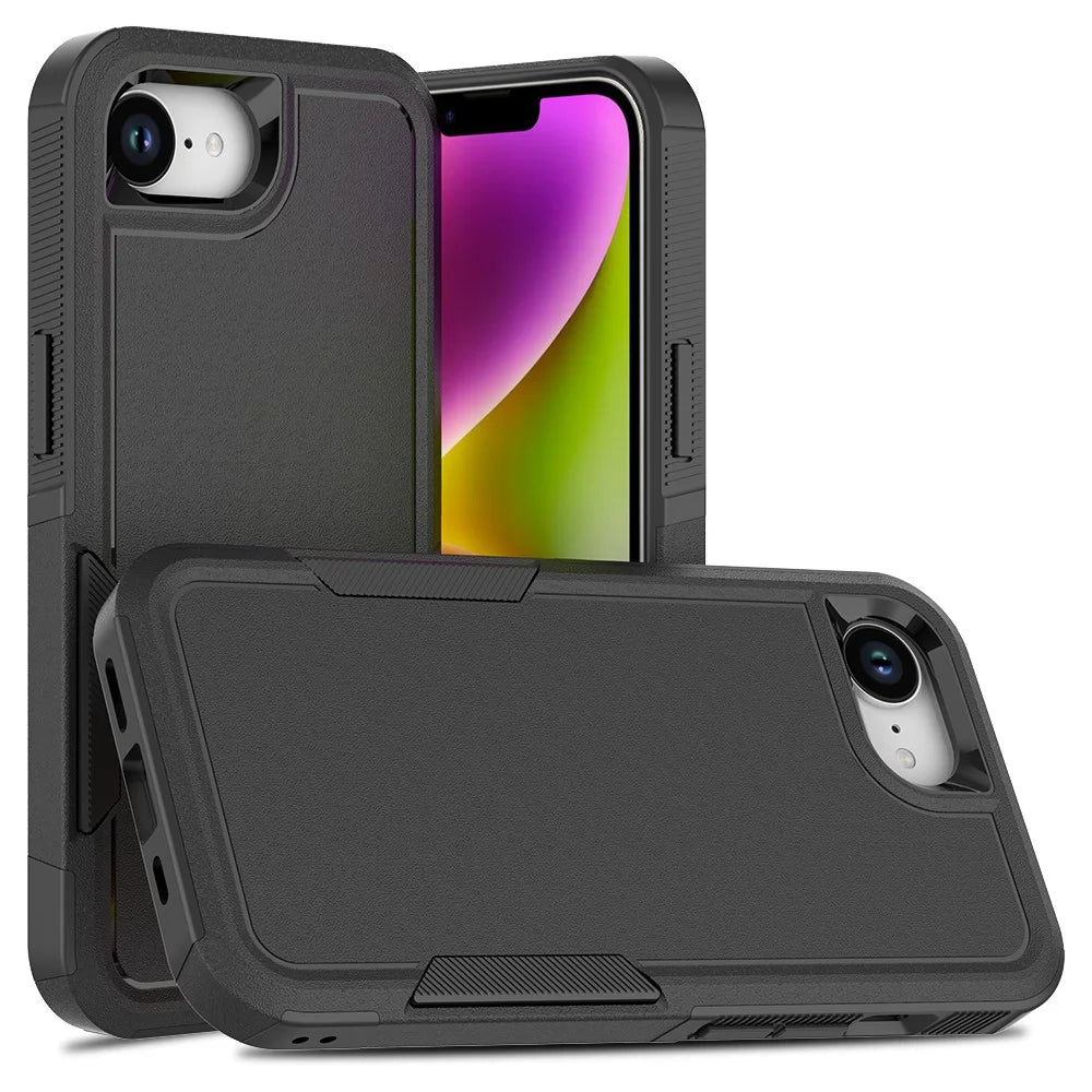 For iPhone 17e / 16e Case 2 in 1 PC + TPU Shockproof Phone Cover - Black - 1