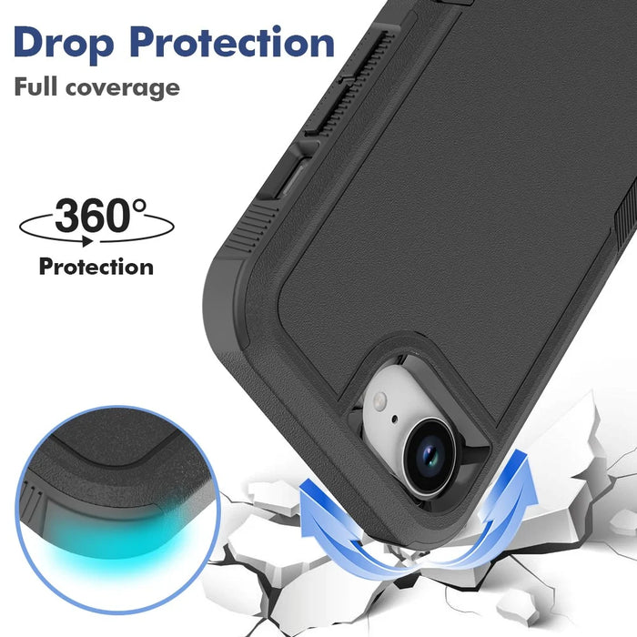 For iPhone 17e / 16e Case 2 in 1 PC + TPU Shockproof Phone Cover - Black - 3