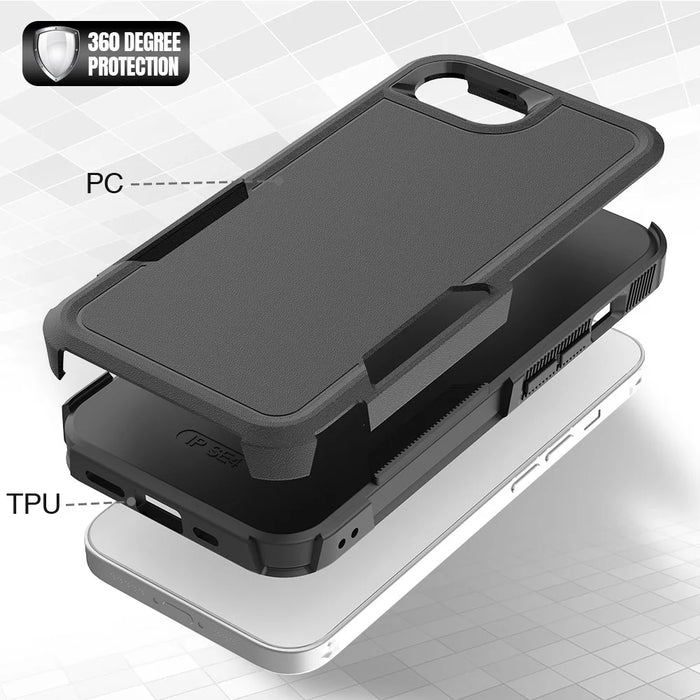 For iPhone 17e / 16e Case 2 in 1 PC + TPU Shockproof Phone Cover - Black - 4