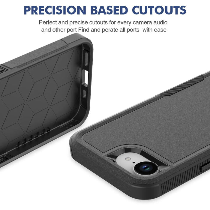 For iPhone 17e / 16e Case 2 in 1 PC + TPU Shockproof Phone Cover - Black - 5