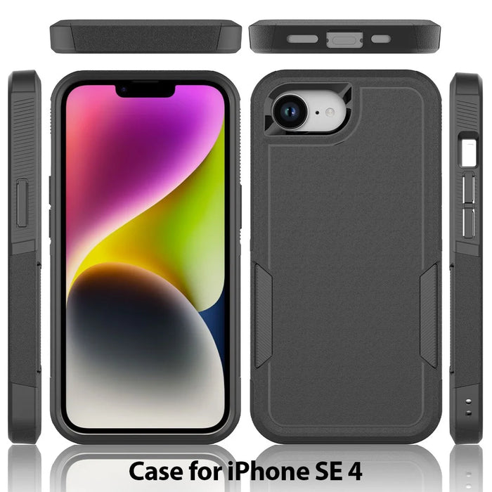 For iPhone 17e / 16e Case 2 in 1 PC + TPU Shockproof Phone Cover - Black - 6