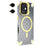For iPhone 16 Magnetic Clear Case Shockproof Hybrid Phone Shell with Camera Lens Frame Kickstand - Gold - 1