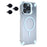 For iPhone 15 Pro Magnetic Clear Case Shockproof Hybrid Phone Shell with Camera Lens Frame Kickstand - Baby Blue - 1