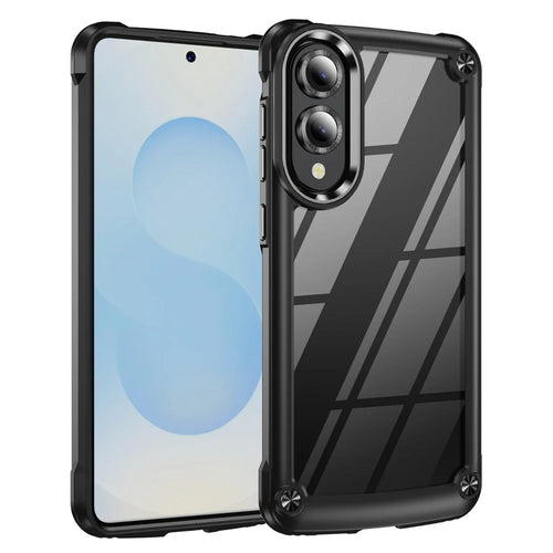 For Samsung Galaxy S25 Edge Case Anti-Drop Alloy Lens Frame PC + TPU Phone Cover - Black - 1