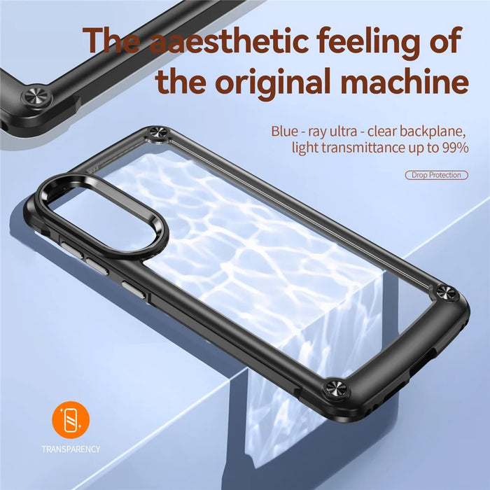 For Samsung Galaxy S25 Edge Case Anti-Drop Alloy Lens Frame PC + TPU Phone Cover - Black - 3