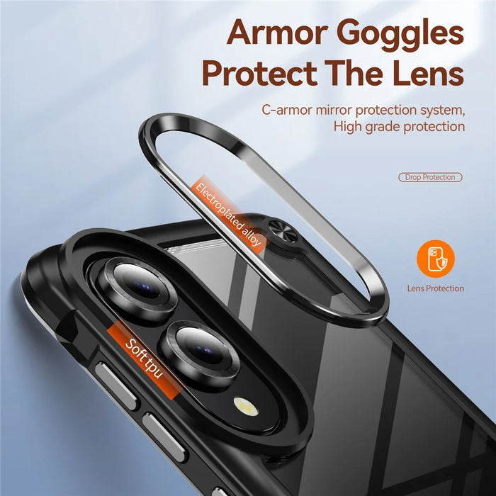 For Samsung Galaxy S25 Edge Case Anti-Drop Alloy Lens Frame PC + TPU Phone Cover - Black - 5