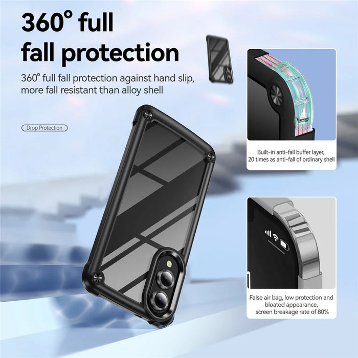 For Samsung Galaxy S25 Edge Case Anti-Drop Alloy Lens Frame PC + TPU Phone Cover - Black - 6