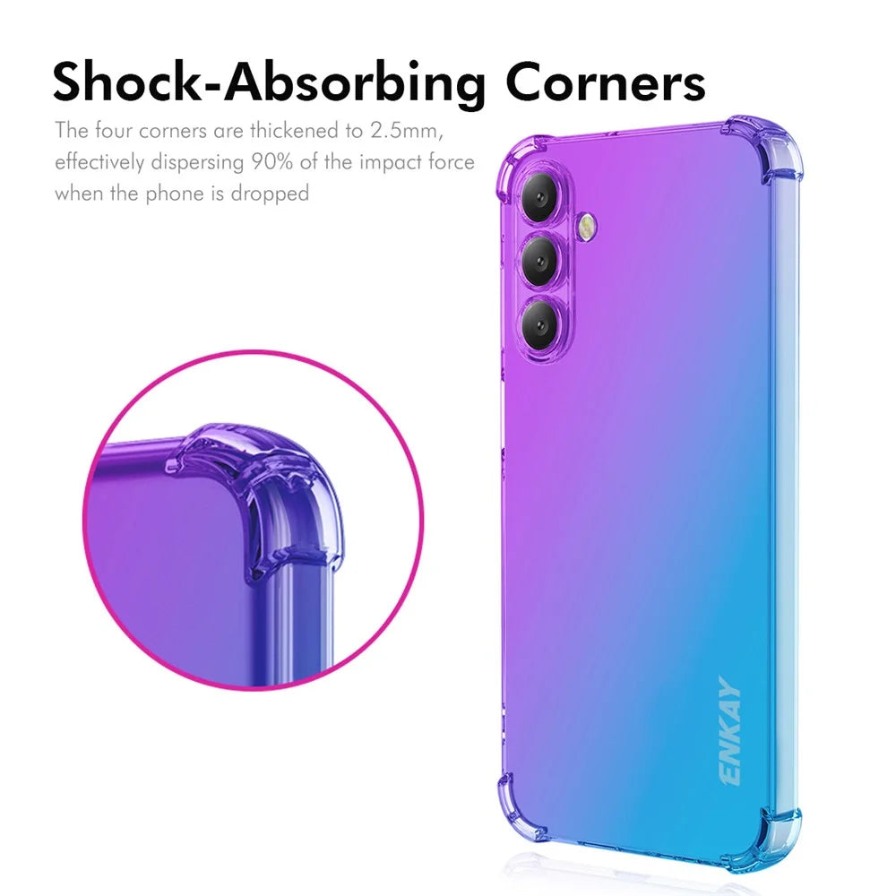 ENKAY For Samsung Galaxy A36 5G TPU Case  Thickened Four Corner Drop-Proof Phone Back Cover - Purple / Blue - 2