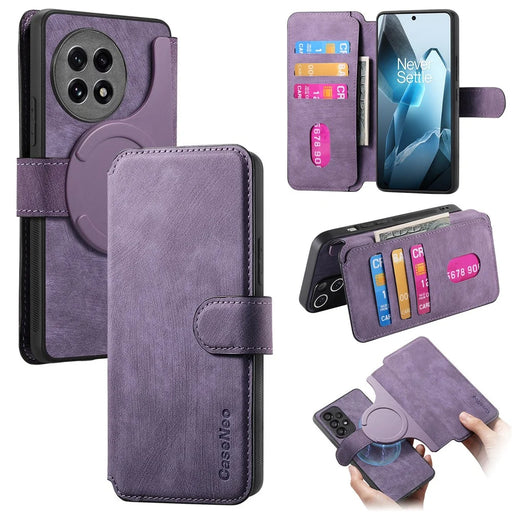 CASENEO For OnePlus Ace 5 5G / Ace 5 Pro 5G / 13R 5G Magnetic Case  Detachable Leather Phone Wallet Cover  - Purple - 1