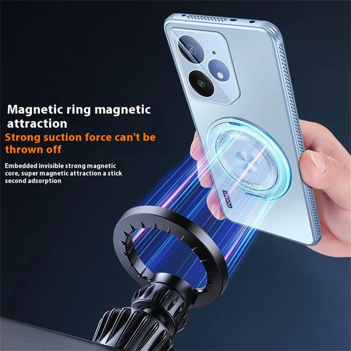 For Realme Neo7 5G Magnetic Case Kickstand TPU PC Heat Dissipation Phone Cover - Blue - 2