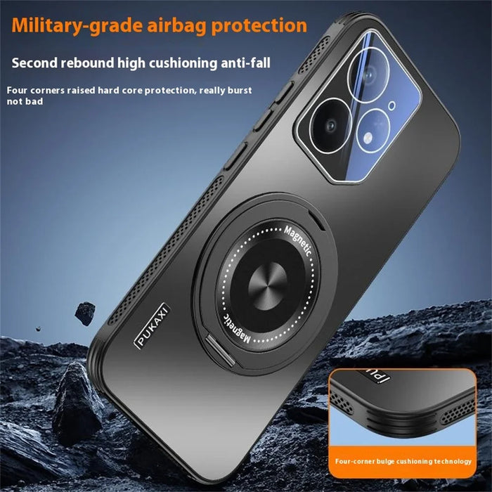 For Realme Neo7 5G Magnetic Case Kickstand TPU PC Heat Dissipation Phone Cover - Blue - 7