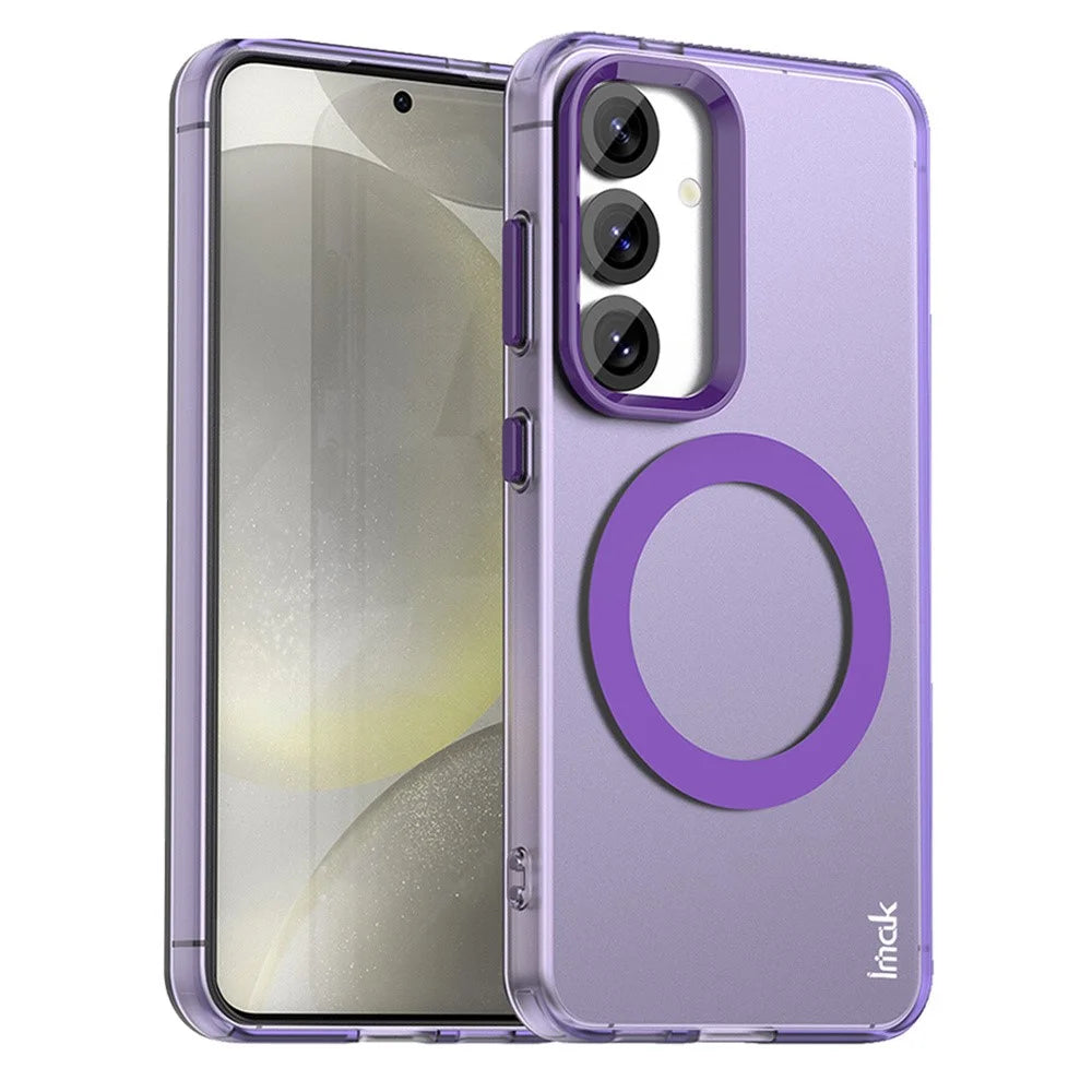 IMAK For Samsung Galaxy S25 Magnetic Case Candy Color Anti Drop TPU + PET Back Cover - Purple - 1