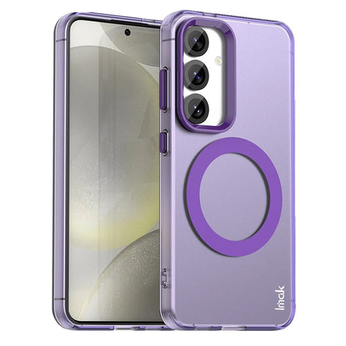 IMAK For Samsung Galaxy S25 Magnetic Case Candy Color Anti Drop TPU + PET Back Cover - Purple - 1