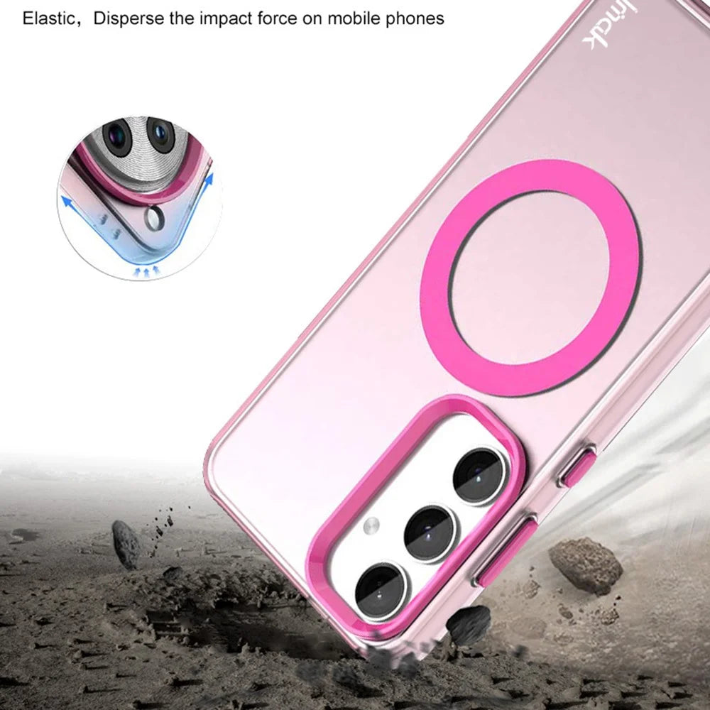 IMAK For Samsung Galaxy S25 Magnetic Case Candy Color Anti Drop TPU + PET Back Cover - Purple - 2