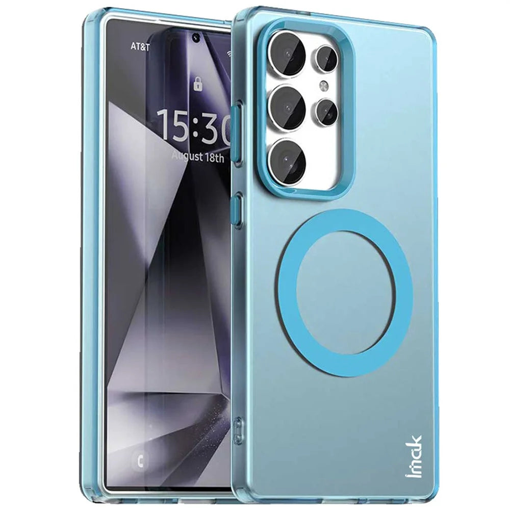IMAK For Samsung Galaxy S25 Ultra Magnetic Case Candy Color Anti Drop TPU + PET Back Cover - Blue - 1