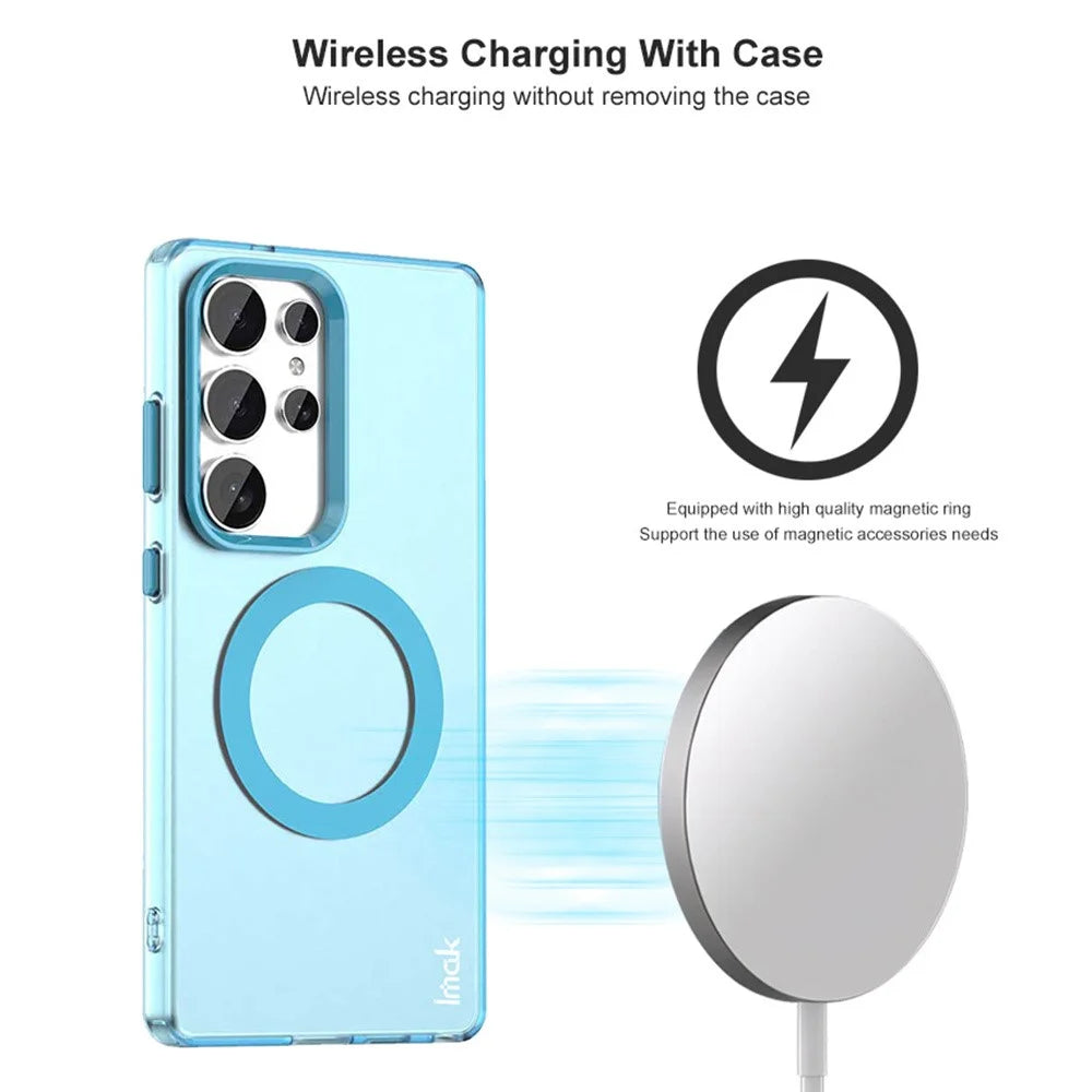 IMAK For Samsung Galaxy S25 Ultra Magnetic Case Candy Color Anti Drop TPU + PET Back Cover - Blue - 2