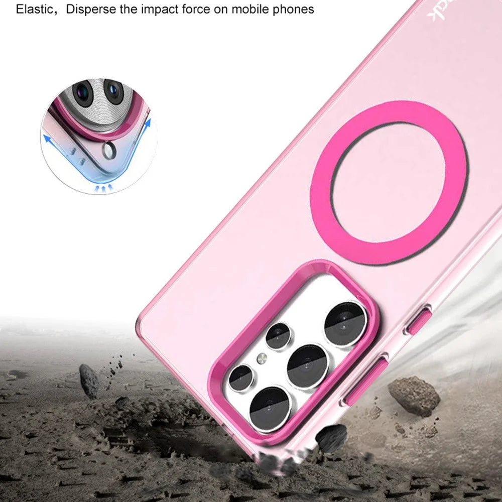 IMAK For Samsung Galaxy S25 Ultra Magnetic Case Candy Color Anti Drop TPU + PET Back Cover - Blue - 3